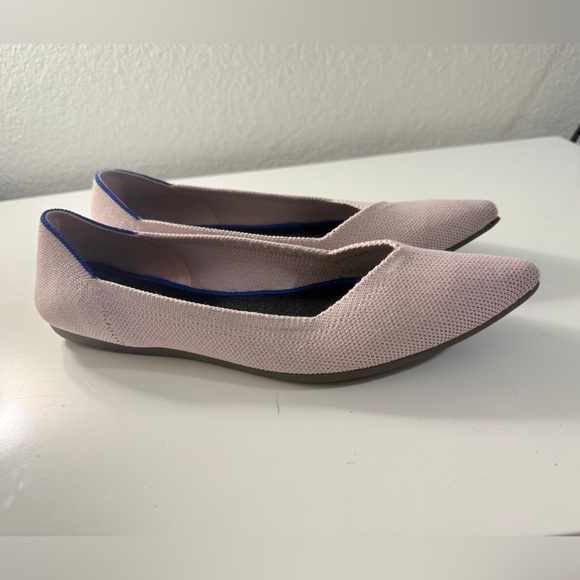 Rothy's Women's Light Pink Flats with Blue Trim - Picture 2 of 7